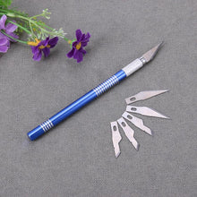 Load image into Gallery viewer, 1 Set Metal Handle Scalpel Carving Knife Tool 5 Blade Wood Sculpture Engraving Cutter Craft Pen DIY Stationery Art Sharp Utility